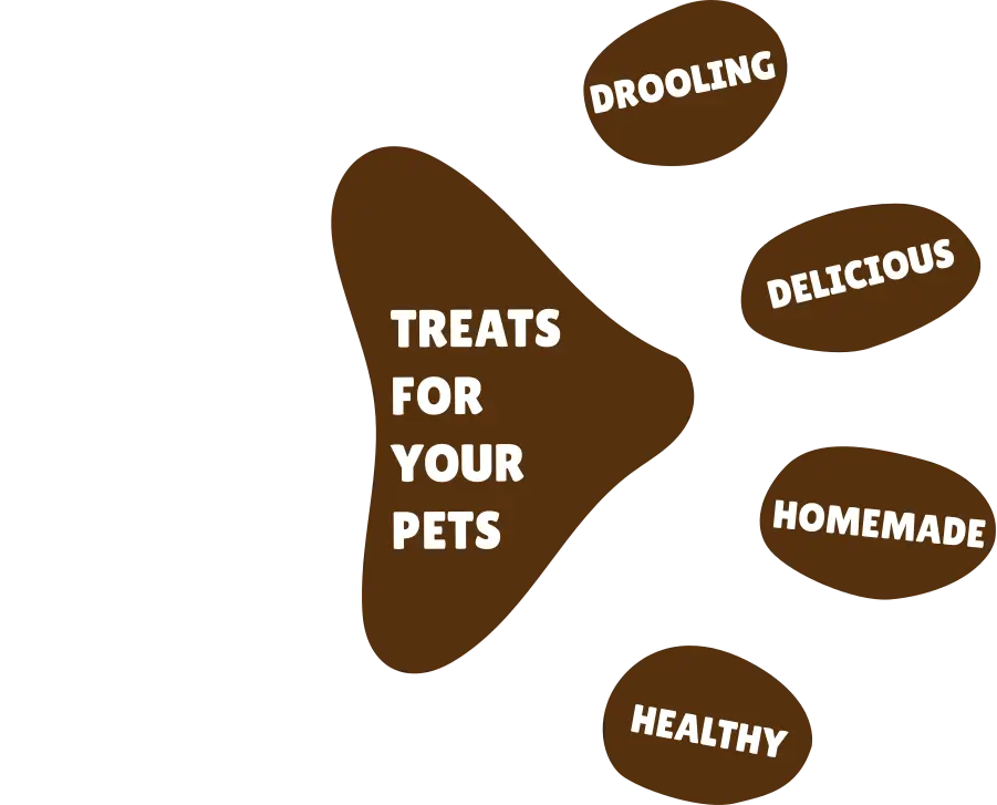 Pup Hub Cafe with a paw print with listed values which are drooling, delicious, homemade and healthy.